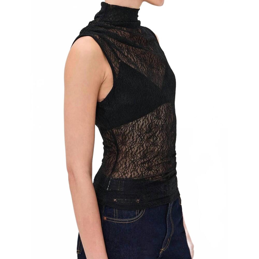 NEW VERONICA BEARD mylie lace sleeveless top in black - Picture 4 of 7